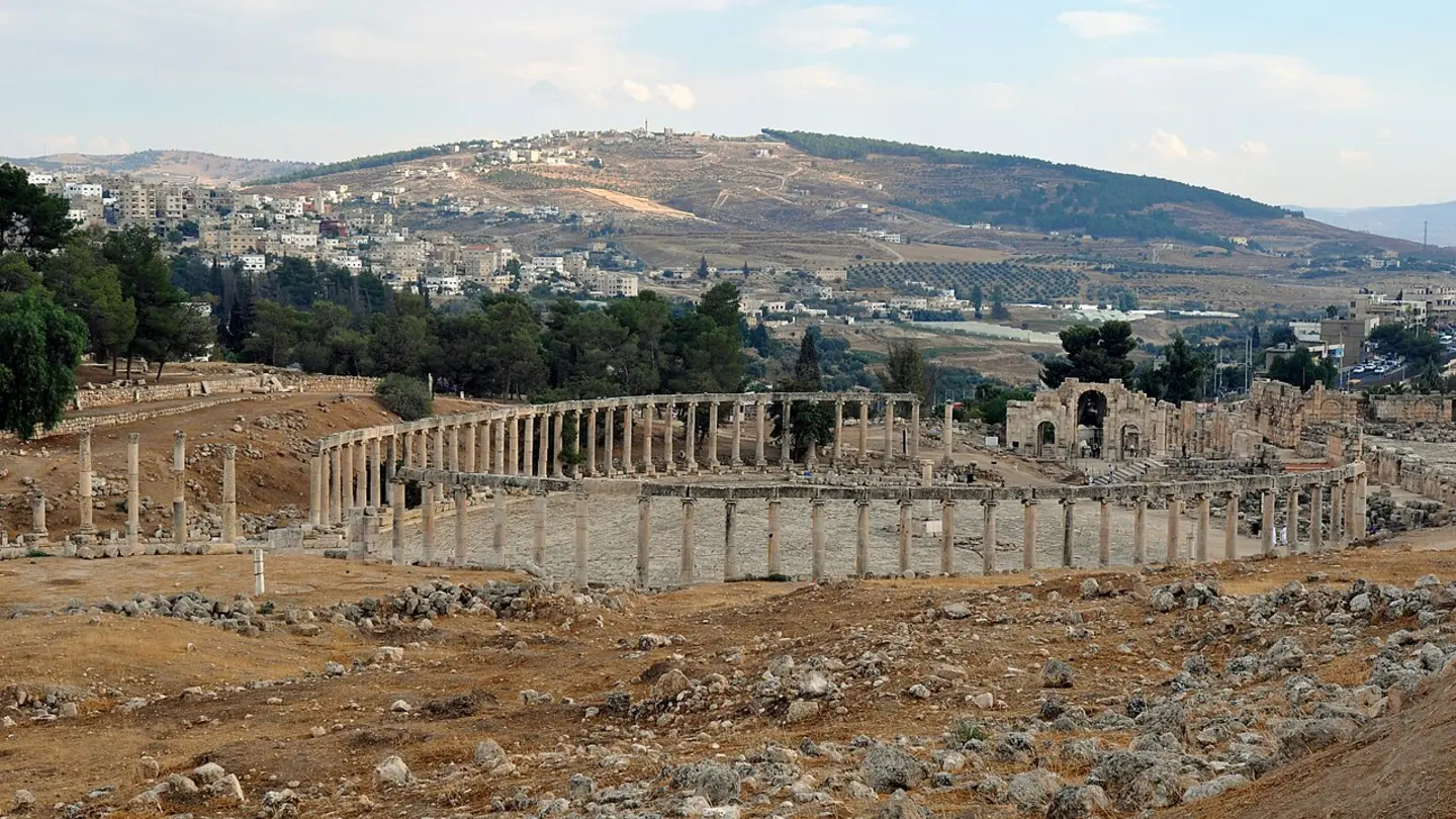 Oval Plaza in the ancient city of Jerash, Jordan