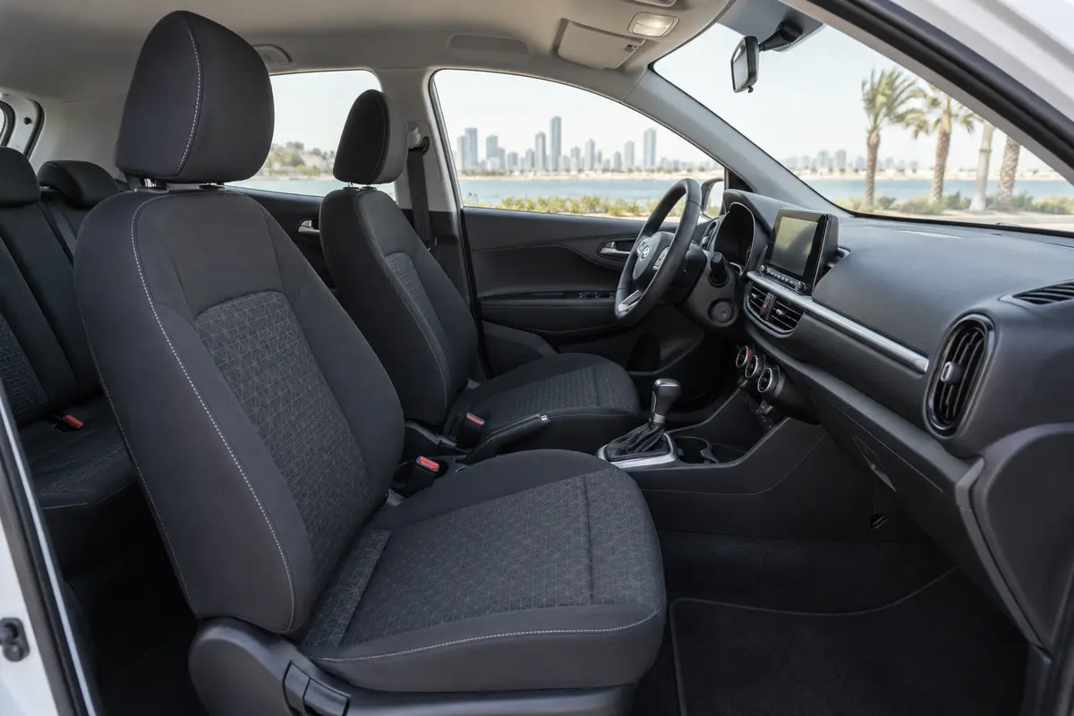 Kia Picanto 2022 interior and passenger seating for rental in Jordan