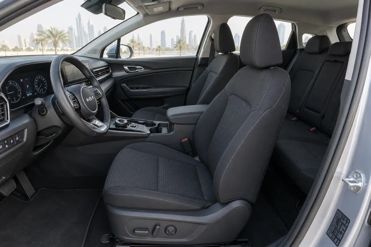 Kia Sportage Hybrid 2022 interior and passenger seating for rental in Jordan