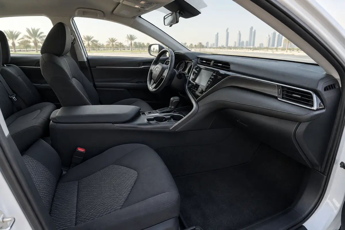 Toyota Camry 2022 interior and passenger seating for rental in Jordan
