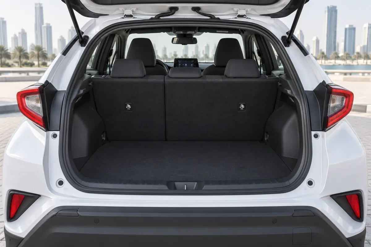Toyota C-HR Hybrid 2022 luggage and cargo space for rental in Jordan