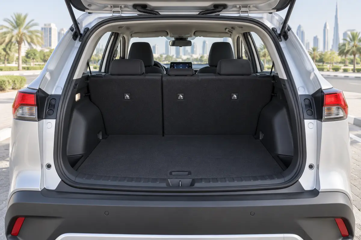 Toyota Corolla Cross Hybrid 2022 luggage and cargo space for rental in Jordan