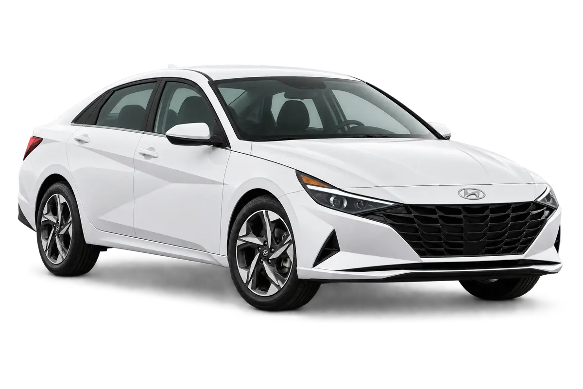 White Hyundai Elantra sedan rental car in Jordan