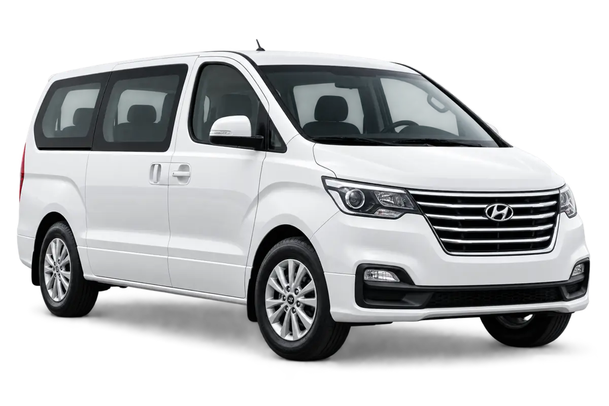 White Hyundai H1 nine-passenger van rental in Jordan