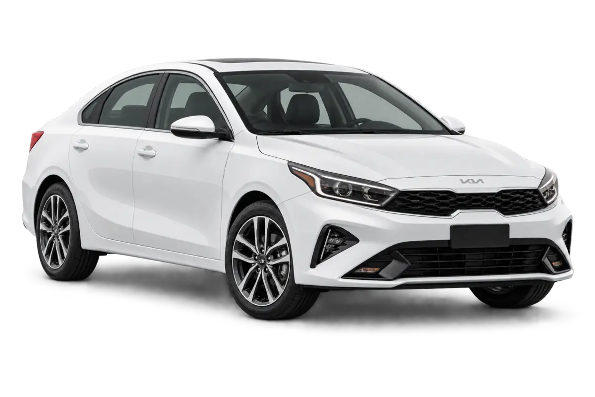 White Kia Cerato sedan rental car in Jordan