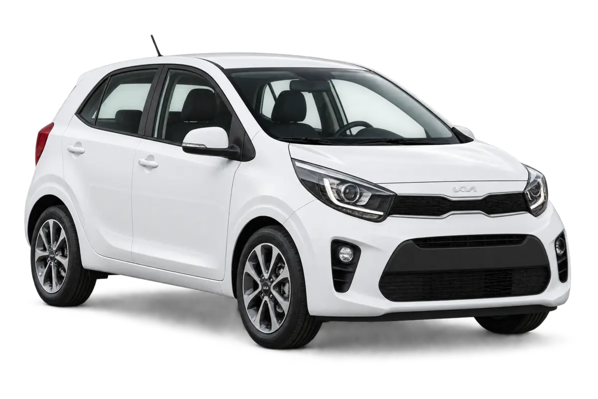 White Kia Picanto economy rental car in Jordan