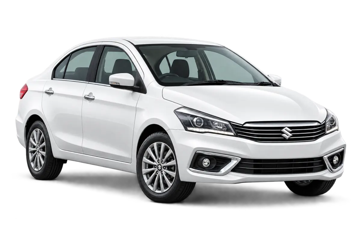 White Suzuki Ciaz sedan available for rent in Jordan